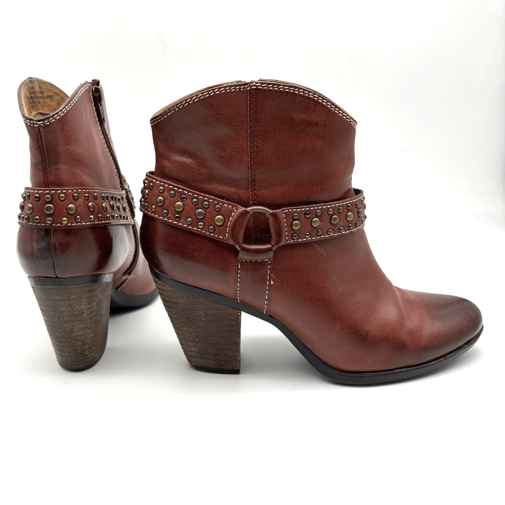 Sofft Brown Studded Leather Ankle Boots - Picture 11 of 16